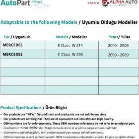 Resim Alpha Auto Part Mercedes E Class W211, C Class W203 için Ön Sol Sunroof Güneşlik Perde Ayağı 