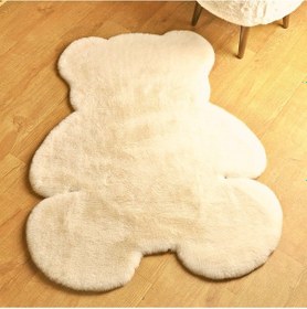 Resim Yıkanabilir Kaymaz Taban Post Peluş Çocuk Halısı Krem 