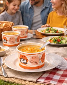 Resim Özkan Ambalaj Temizlik 25 Adet 16 0z Kapaklı Karton Çorba Kasesi Kağıt Yiyecek Yemek Koyma Kabı 