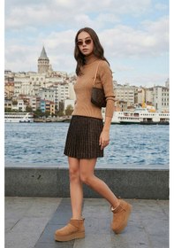 Resim Lela Fitilli Regular Fit Balıkçı Yaka Soft Akrilik Bayan Kazak 4614102 Camel 