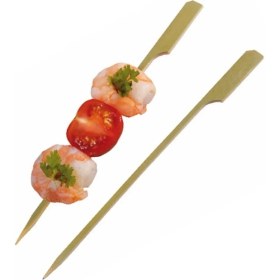 Resim Ahşap Yassı Tutamaklı Saplı Çöp Şiş - Boy : 12 Cm. - 100 Adetlik 1 Paket 