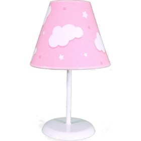 Resim Şenay Aydınlatma Çocuk Odası Konik Kumaş Abajur-Pembe Bulut 