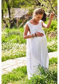 Resim Los Banditos Kayık Yaka Düğmeli Günlük Hamile Elbise 001 