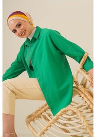 Resim Bigdart 103901 Oversize Basic Tesettür Gömlek - Yeşil 001 