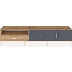 Resim Arges Tv Ünitesi 3 Raflı Tek Çekmeceli 3 Kapaklı 220x30x51 Çam-antrasit/çam Antrasıt/atlas Çam - Atlas Çam 