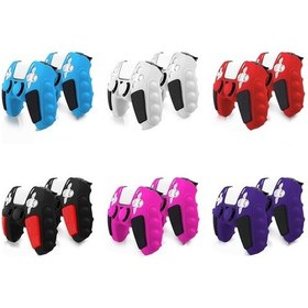 Resim Bosphorusboutique Sony Siyah Silikon Rocker Renkli Ps5 Mor Koruyucu Kılıf Kapaklı Gamepad Aksesuarı Ekstra Yumuşak 