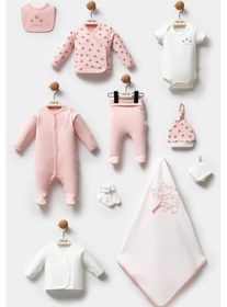 Resim Moi Noi Baby Desenli 10'lu Hastane Çıkışı Zıbın Seti Yenidoğan Mnb2083 
