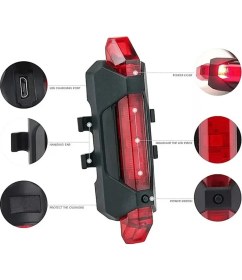 Resim Cyclezone USB Şarj Edilebilir LED Bisiklet Ikaz Lambası, Arka Uyarı Lambası 