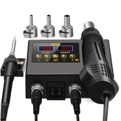 Resim 1 Set, 5.08 Cm 1 Sıcak Hava Tabancası ve Elektrikli Lehim İstasyonu, 8898 Taşınabilir Rework İstasyonu, Lehimleme Kiti, Babalar Günü Hediyeleri, Erkekler için Cihazlar 