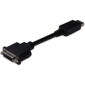 Resim DisplayPort (DP) &lt;-&gt; DVI-I Adaptörü, Kablolu, DP Erkek - DVI-I (24+5) Dişi, 0.15 metre, kilit mekanizmalı, DP 1.2 uyumlu UL, siyah renk 