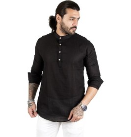 Resim Deepsea Erkek Siyah Yarım Düğme Gömlek 2201914 Siyah 