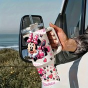 Resim 2 adet/set, Disney Mickey & Minnie UV DTF transfer kağıdı, 40oz bardaklar, telefon kılıfları ve dizüstü bilgisayarlar için uygun. Kaliteli suya dayanıklı dekoratif transfer kağıt, canlı PVC desenlerle kalp ve kurdele kenarlıklı tasarımlar, tatil hediyeleri veya parti süslemeleri için mükemmel 