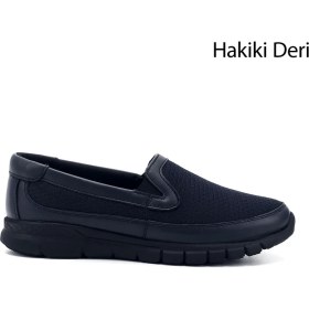 Resim Gönderi(r) Kadın Lacivert Antik Dolgu Taban Hakiki Deri Comfort Ayakkabı 