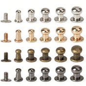 Resim 4-8mm Keşiş Başlı Yuvarlak Başlı Vida ve Perçinler Paketinde 30 Set Çinko Alaşımlı Demir Vida ve Perçinler DIY Çanta Kemer Suni Deri Malzemeleri Donanım Aksesuarları Sabitleme Vidaları 