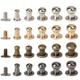 Resim 4-8mm Keşiş Başlı Yuvarlak Başlı Vida ve Perçinler Paketinde 30 Set Çinko Alaşımlı Demir Vida ve Perçinler DIY Çanta Kemer Suni Deri Malzemeleri Donanım Aksesuarları Sabitleme Vidaları 