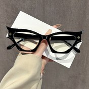 Resim Şık Kedi Gözü Şeffaf Lensli Gözlükler - Retro Tarz, Mavi Işık Engelleyici, Okuma & Bilgisayar Kullanımı için Moda Gözlükler 