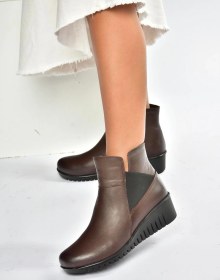 Resim Fox Shoes V324221103 Kahverengi Hakiki Deri Klasik Kadın Bot Kahverengi-hakiki Deri 