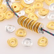 Resim 160 Adet/80 Adet Kabartmalı Dalga Aralayıcı Boncuklar, Yuvarlak Delikli Aralayıcılar, Düz Delikli Boncuk Pedleri, DIY Kolye, Bileklik, Anahtarlık ve Telefon Zinciri Yapımı için Takı Aksesuarları 