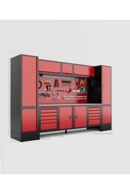 Resim dorf 3,5 Metre Modüler Üst, Sağ ve Sol Dolaplı 10 Çekmeceli 2 Dolaplı Çalışma Tezgahı Boş 