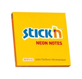 Resim Hopax Stickn 21164 Yapışkanlı Not Kağıdı 100 Yaprak 76x76 Mm Fosforlu Turuncu 12 Koçan 