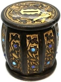 Resim Eskitme Ahşap Kilitli Fıçı Kumbara, 47004 