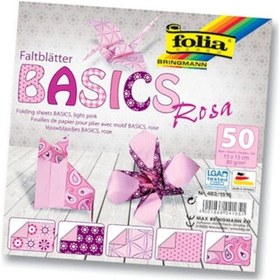 Resim Folia Origami Kağıdı 15X15 Cm. 5 Desen 50 Yaprak Basic Pembe 