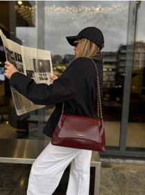 Resim NİSSEA.CO Bordo Clutch Zincir Askılı Mila Çanta 