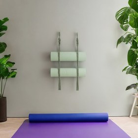 Resim Yoga Matı Depolama Rafı Duvara Asılan Raf Rulo Köpük Şaft Duvara Asılan Raf Yoga Stüdyosu Matı Depolama El Dokuma 