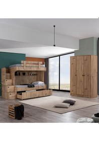 Resim Ranza, Viva Yavrulu Ranza 3 Kapaklı Dolap + 2 Comfort Yatak 90 X 190 CM 