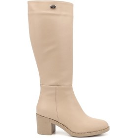 Resim Gönderi(R) Kadın Fermuarlı Kalın Topuklu Çizme Dkzc74835760 Bej 