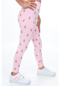Resim Toontoy Kids Toontoy Kız Çocuk Tavşan Baskılı Tayt Pembe 