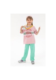 Resim U.S. Polo Assn. Kız Çocuk Pembe Bisiklet Yaka Sweatshirt 50298163-VR041 