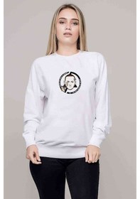 Resim Cause I Am Only A Crack Baskılı Beyaz Kadın Sweatshirt 