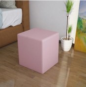 Resim Modilayn Ahşap İskelet Pembe Kumaş Kare Puf Ard707 (35*40*35) 