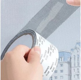 Resim Yapışkanlı Sineklik Yaması Tülü Tamir Bandı Bantı Delik Fiber Tül Yapıştırma Gri 48 mm x 2 Metre 
