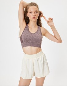 Resim Koton Sporcu Sütyeni U Yaka Slim Fit Sırt Detaylı Kırçıllı Bordo 5wak30106nk Bordo 