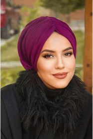 Resim Aişe tesettür Vişne Hazır Büzgülü Bone 