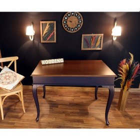 Resim Wooding-Mobilya Wooding 100 Cm Masif Lacivert Ceviz Yemek Masası 