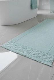 Resim Fesun Turkuaz Ayak Havlusu - 60x130cm, 690gr, %100 Pamuk, Spa Ve Otel Banyo Paspası, Günlük Kullanıma Uygun Mavi 