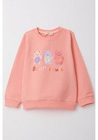 Resim Breeze Kız Çocuk Sweatshirt Sevimli Ayıcıklar Baskılı 1.5-5 Yaş, Somon Somon 