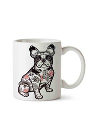 Resim Bulldog French Dog Puppy American Bully Pug Dog Porselen Kupa Bardak Beyaz 