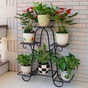 Resim 1 adet Ağır Hizmet Tipi Demir Bitki Standı - İç ve Dış Mekan Kullanımı İçin, Mat Siyah Kaplama, Köşe, Patio, Oturma Odası İçin Çok Katlı Yüksek Stand - Çok Yönlü ve Dayanıklı Bitki Tutucu, Köşe Alan Tasarrufu | Zarif Bitki Tutucu | Çok Yönlü Bitki Tutucu, İç Mekan Bitkisi İçin Bitki Standı 