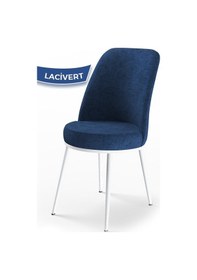 Resim Canisa Dexa Serisi, Üst Kalite Mutfak Sandalyesi, Lacivert Sandalye, Metal Beyaz Iskeletli Lacivert 