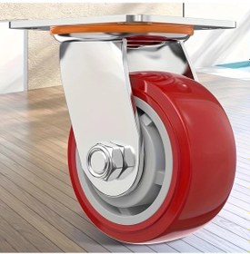 Resim Dashanshop 2 Adet Endüstriyel 3 İnç Dönen Ve Frenli Sağlam Döküm Polyüretan Çift Rulmanlı Tekerlek Seti 