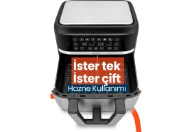 Resim Goldmaster Doublefry 2850W 9 Litre 3xl Dev Tek ve Çift Hazneli Dokunmatik Airfryer Yağsız Sıcak Hava Fritözü 