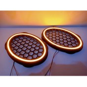 Resim For-x Işıklı Oval Hoparlör Kapağı – Amber Renkte Işıklı Oval Midrange Kapak – 1 Takım 