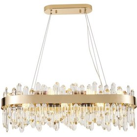 Resim Linfred Yemek Masası Üstü Sıralı Gold Kristal Taşlı Modern Salon Avize Gold 