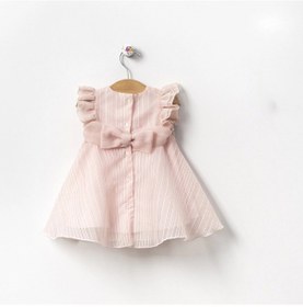 Resim Lamato Baby Yazlık Özel Günler İçin Taşlı Kemerli Abiye Çiçek Aksesuarlı Kız Elbize Pembe 