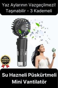 Resim Svein Taşınabilir Serinletici Klima Usb Şarjlı 3 Kademeli 1200 mAh Su Hazneli Püskürtmeli Mini Vantilatör 