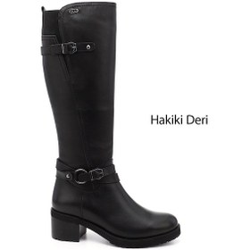 Resim Gönderi(R) Gönderi R Kadın Siyah Fermuarlı Kalın Topuklu Hakiki Deri Çizme Gkzc13444562 Siyah 